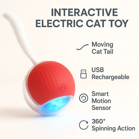 Catscart O2 Interactive Cat Toy Ball with tail - Catscart