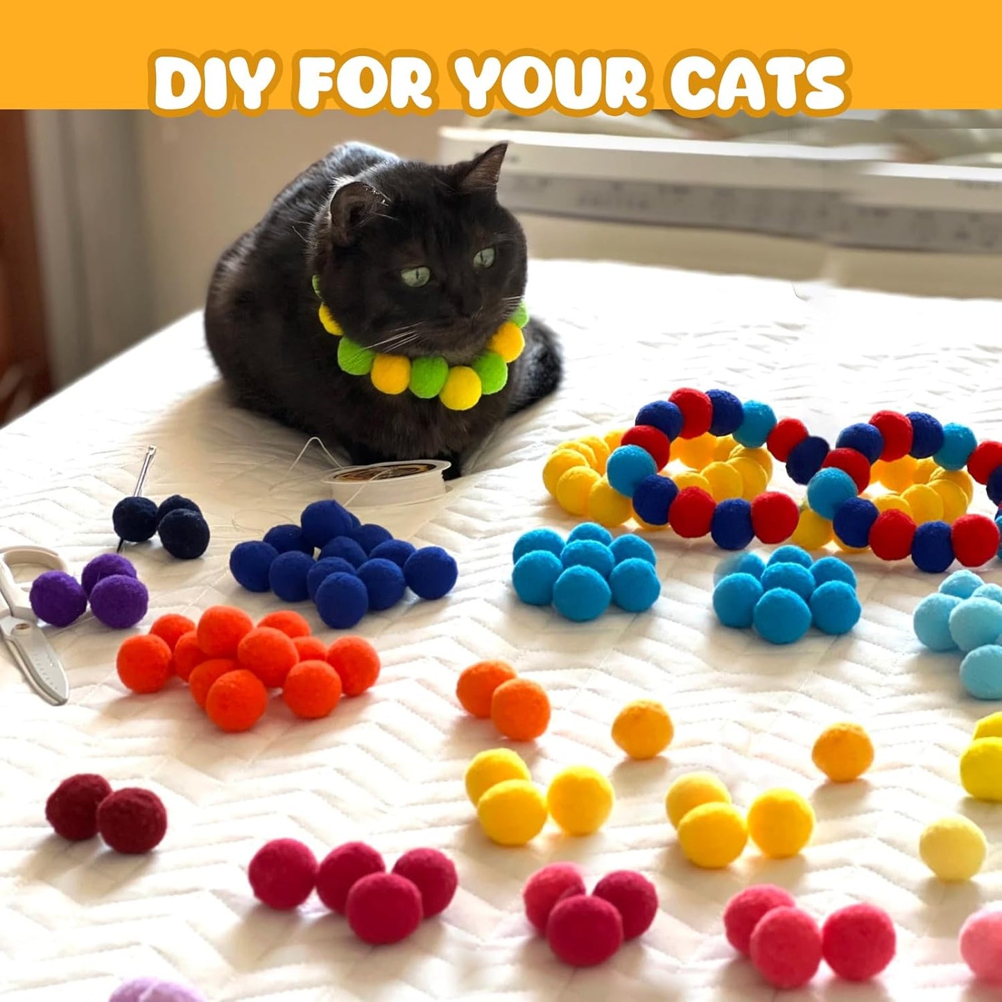 Catscart PurrSpring - Cat Toy Launcher with 50 Soft Pom - Pom Balls - Catscart
