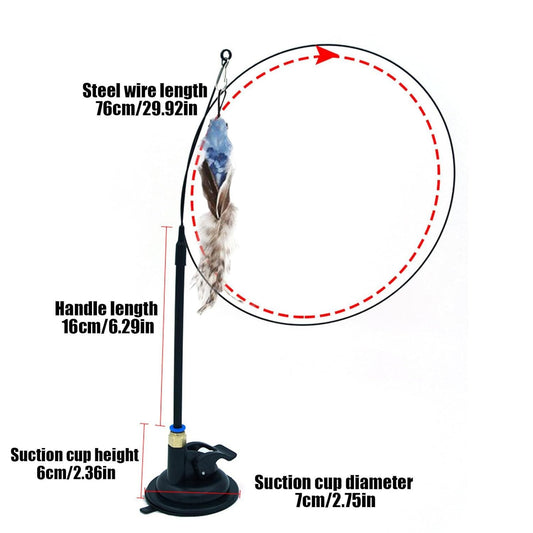 FeatherWand – Flexible Feather Teaser Stick with Suction Cup - Catscart