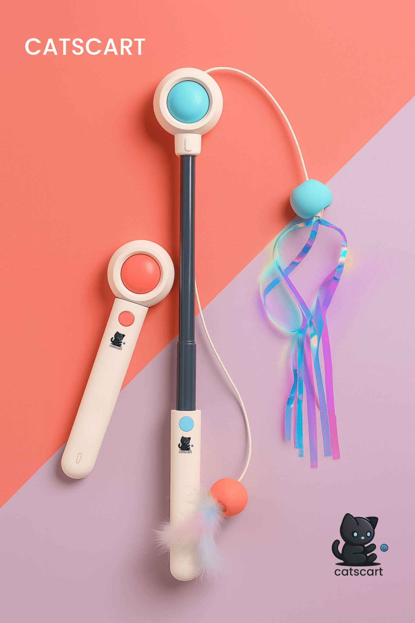 SwiftWand - Interactive Cat Wand with Laser – 2 - in - 1 Retractable Toy for Play & Bonding - Catscart