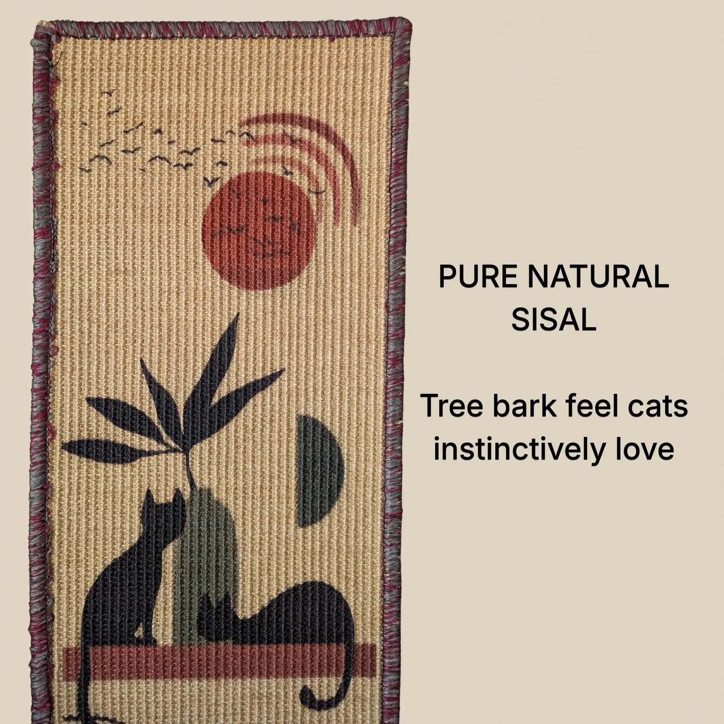 Natural sisal cat scratching runner PawCanvas™ Runner Earth Rhythm, 30×80 cm, designed for cats to scratch and stretch.
