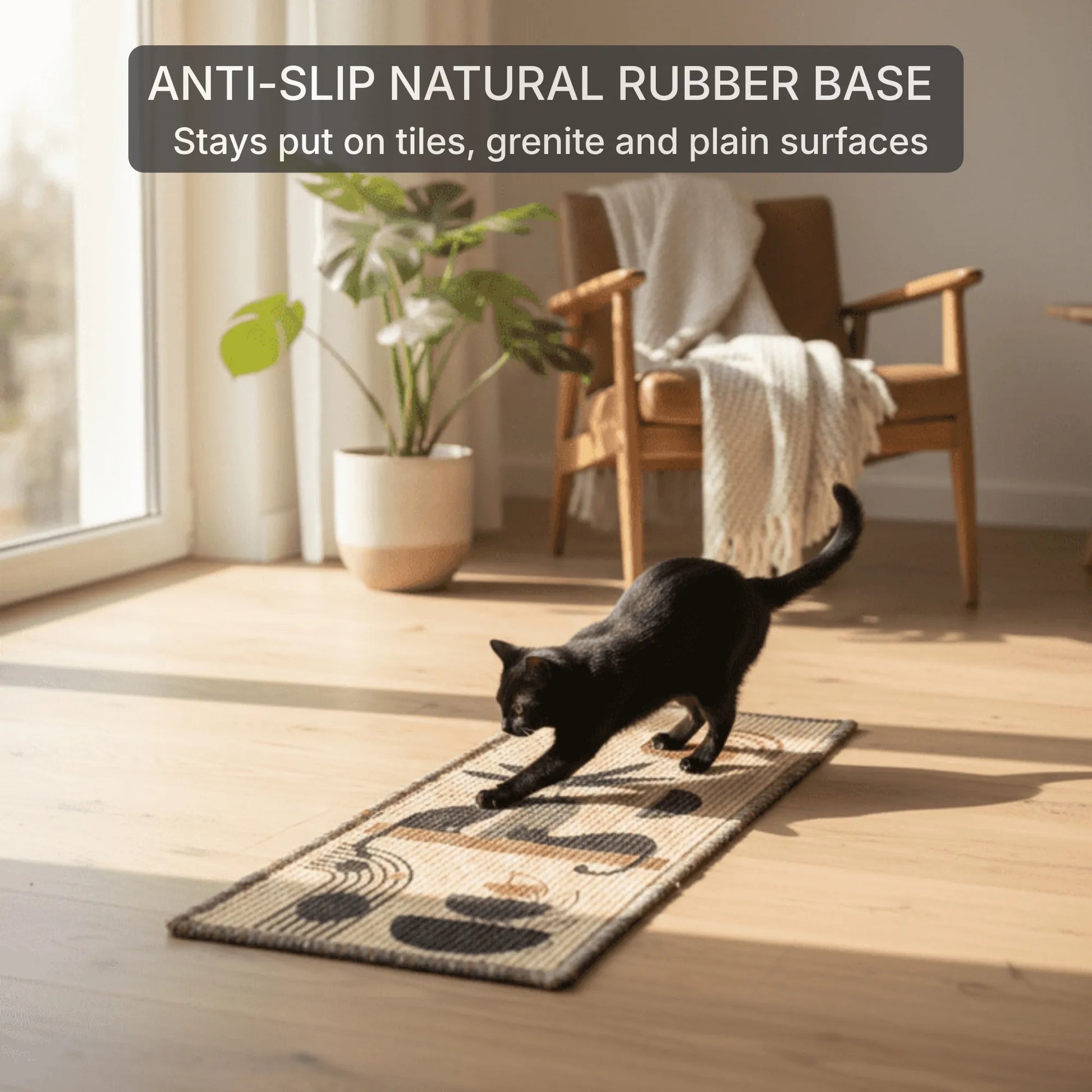 Catscart PawCanvas™ Runner Earth Rhythm, natural sisal cat scratching runner, 30×80 cm, durable textured surface for feline scratching.