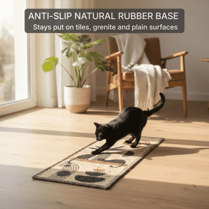 Catscart PawCanvas™ Runner Earth Rhythm, natural sisal cat scratching runner, 30×80 cm, durable textured surface for feline scratching.