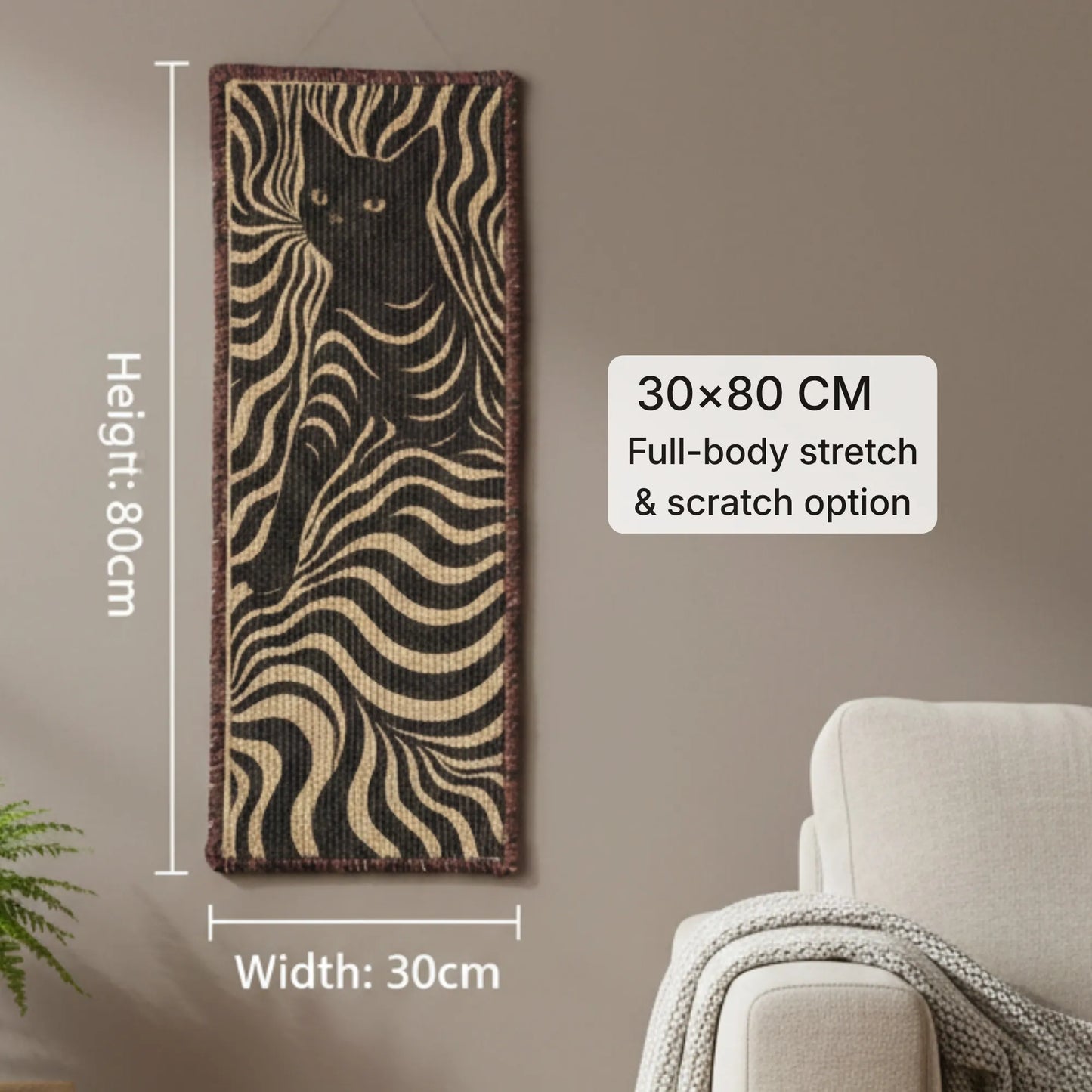 PawCanvas™ Runner — Night Prowl (30×80 cm) | Natural Sisal Cat Scratching Runner