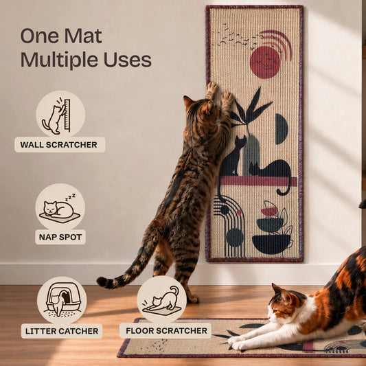PawCanvas Runner Scratchmat (Earth Rhythm) – Lifestyle Main - Catscart [Earth Rhythm]