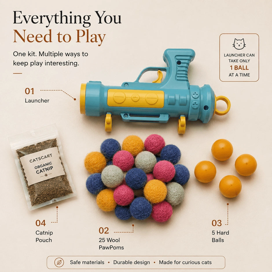 PawPoms™ — Handmade Woolen Cat Toy Balls