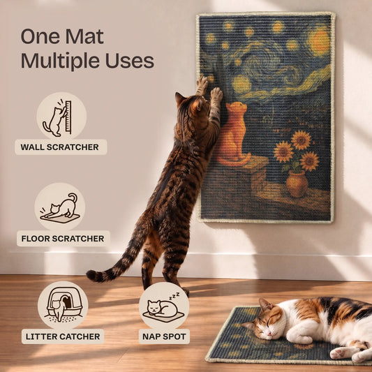 PawCanvas Classic Scratchmat (Starry Night) – Lifestyle Main - Catscart [Starry Night]