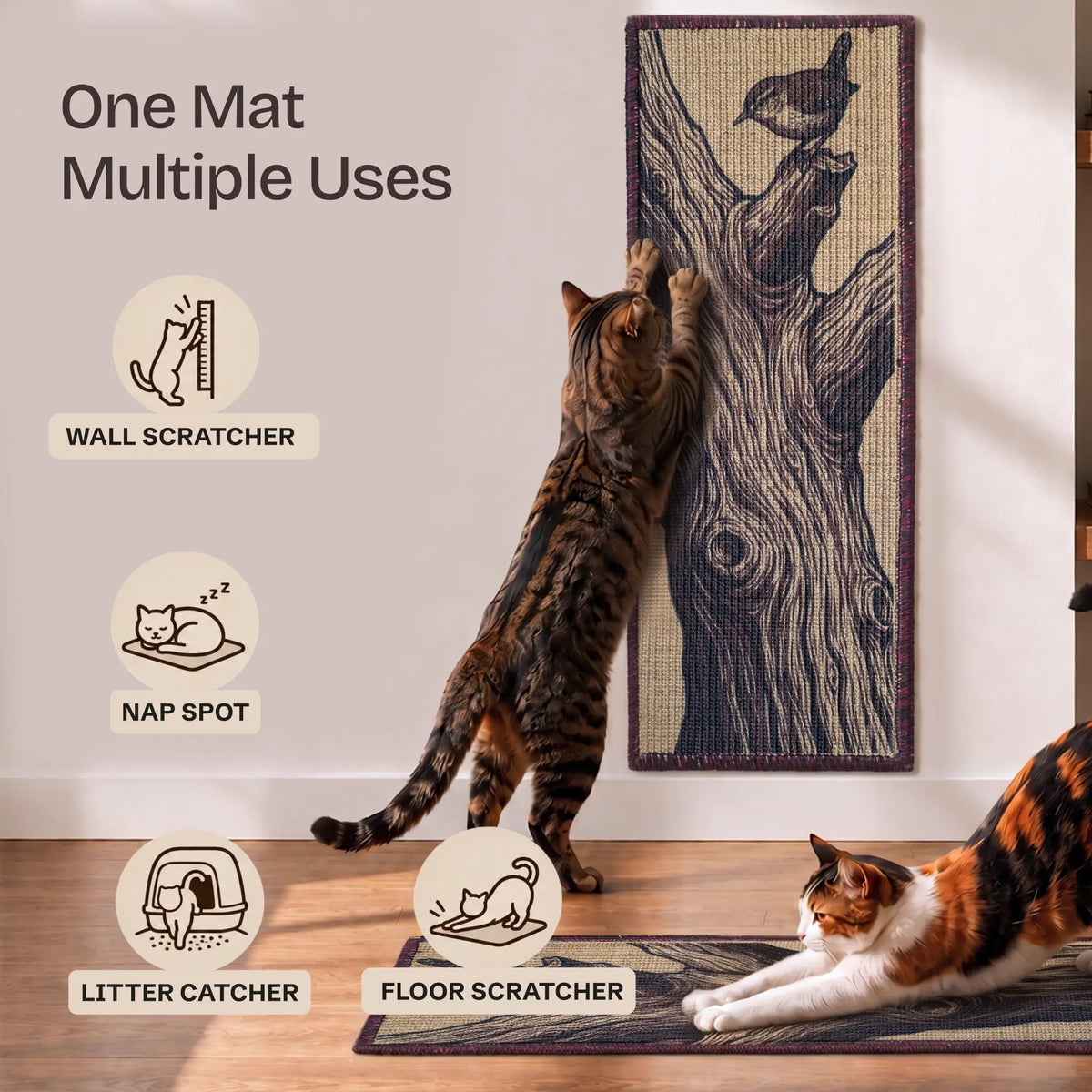 PawCanvas Runner Scratchmat (Timber & Wing) – Lifestyle Main - Catscart [Timber & Wing]
