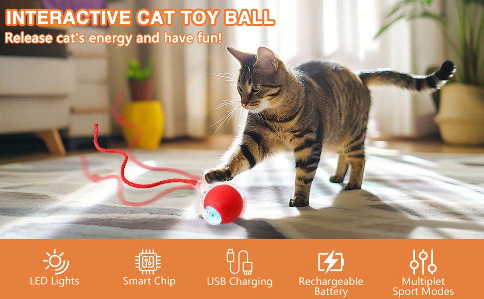 Catscart O2 Interactive Cat Toy Ball with tail - Catscart