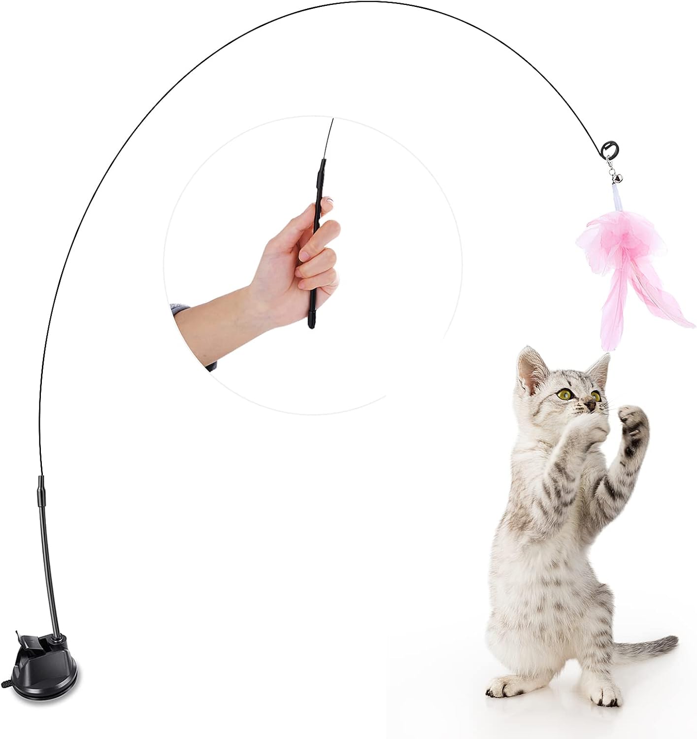 FeatherWand – Flexible Feather Teaser Stick with Suction Cup - Catscart