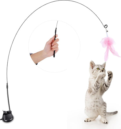 FeatherWand – Flexible Feather Teaser Stick with Suction Cup - Catscart