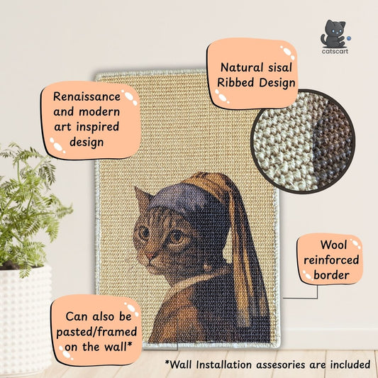 PawCanvas – Premium Cat Scratching Pad (Cat with a Pearl Necklace) - Catscart