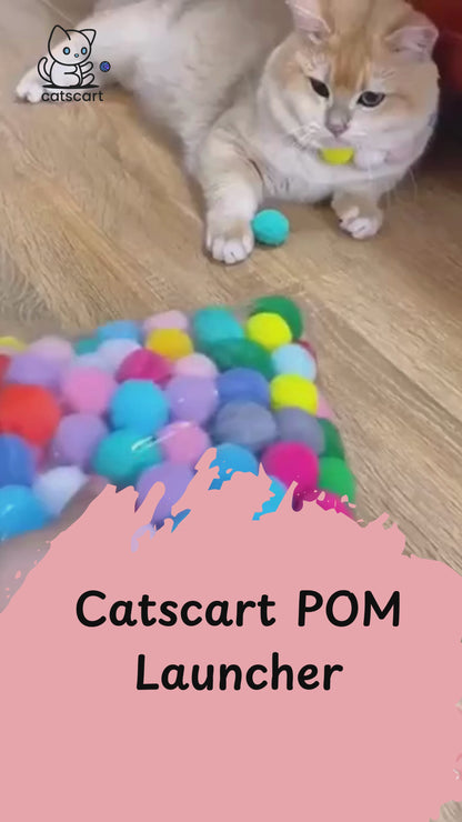 PomLauncher - Toy Launcher with 50 Soft Pom-Pom Balls