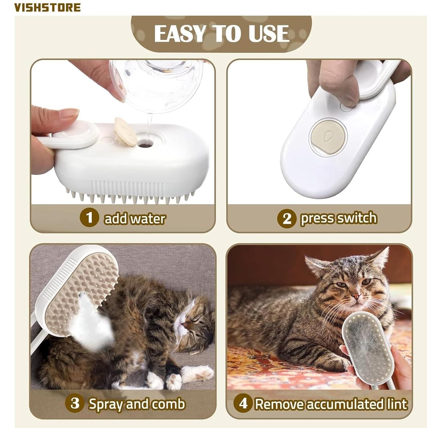 Steam‑Groom™ Hydrating Brush - Catscart