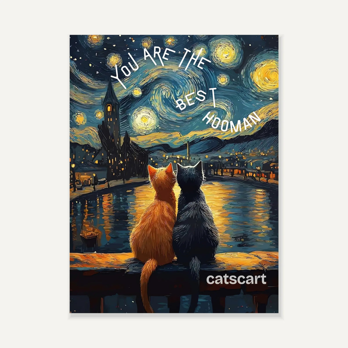You Are the Best Hooman starry night cat fridge magnet [You Are the Best Hooman (2×3 in)]